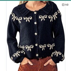 Urban Outfitters Marabell Bow Black Cardigan